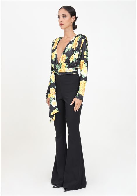 Tuta elegnate nera da donna con fantasia Yellow Rose SHIT | SH2425006YELLOW ROSE